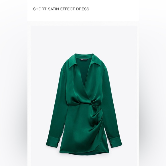Zara Dresses & Skirts - Green satin dress